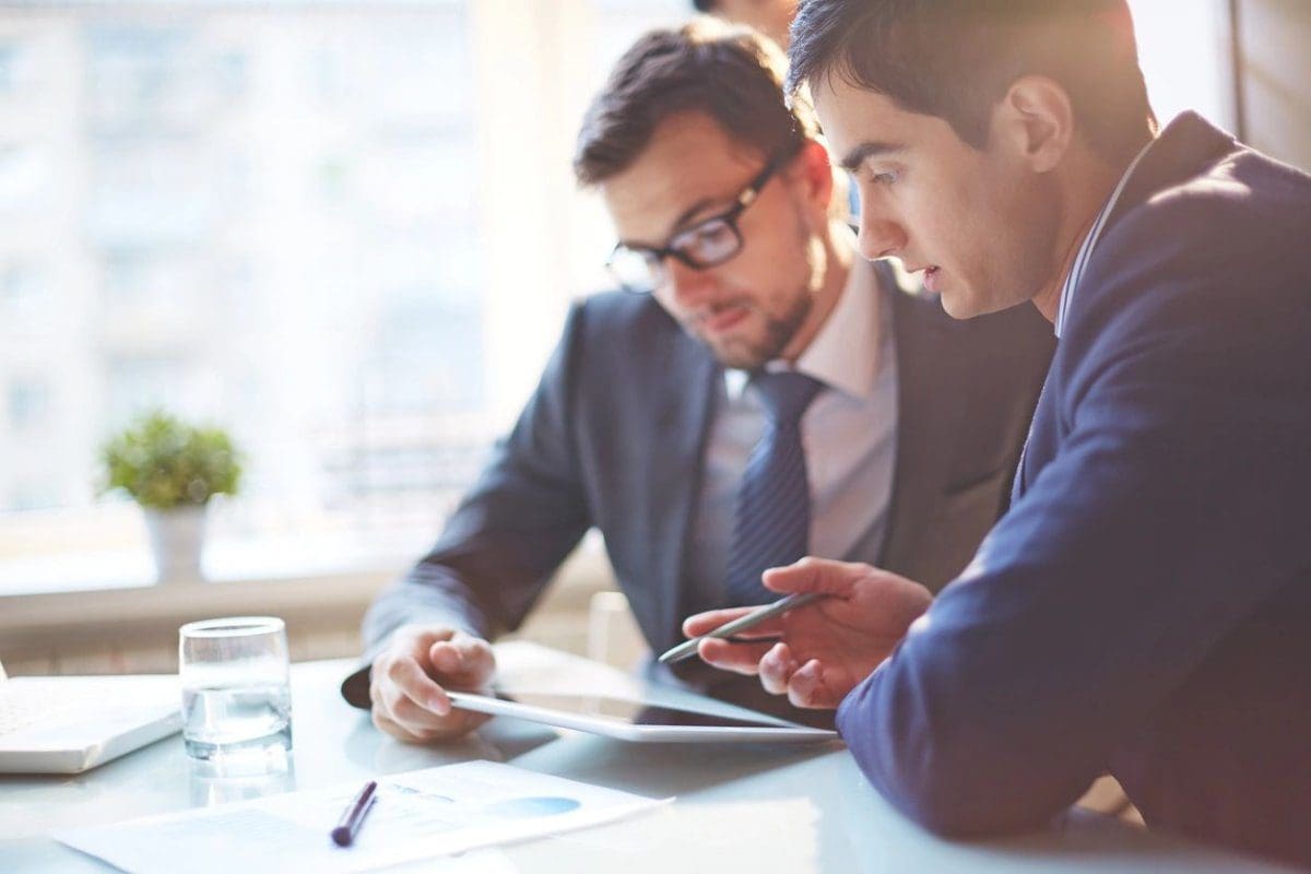 Two businessmen working